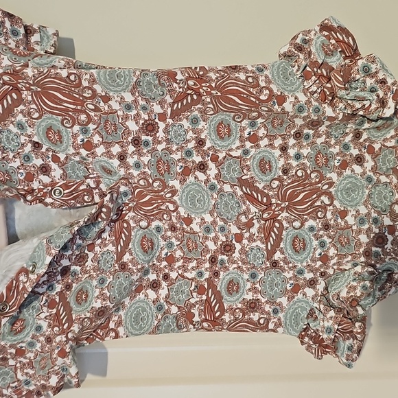 Kate quinn 12-18m ruffle side hips peacock print onesie bamboo * - Picture 4 of 6